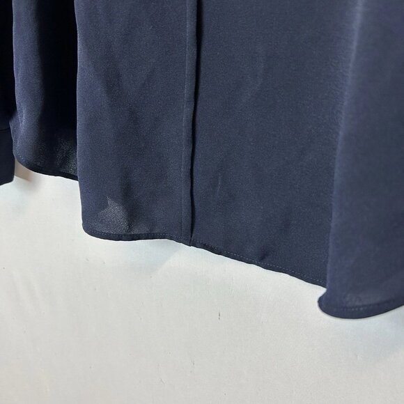Ann Taylor Roll Tab Long Sleeve V-Neck Blouse Women's Size Medium Navy - Picture 11 of 12